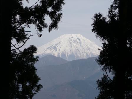 13:00　林間に富士山