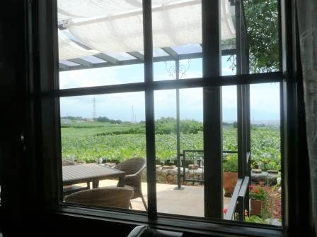 韮崎市穂坂　フランス料理店キュイエット、たわわに稔る葡萄畑を見ながら昼食