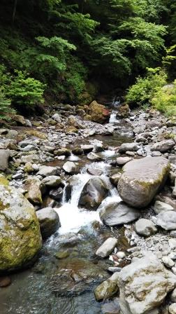 11:48　渓谷沿いを、吐竜の滝方面へ南下して行く、水面が美しい