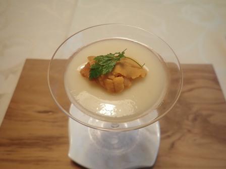 夕食　新玉ねぎのブラマンジェ