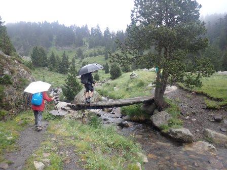 11:03　傘をさして沢を渡り