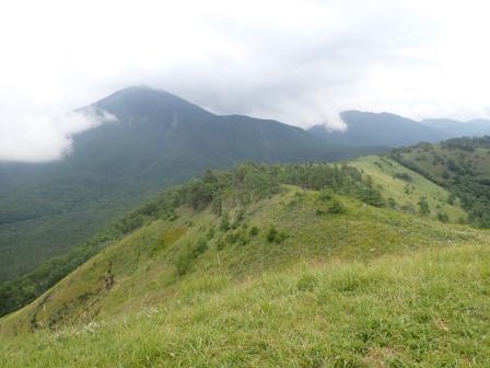 11:03　これから戻る八子が峰の稜線と雲が晴れた蓼科山