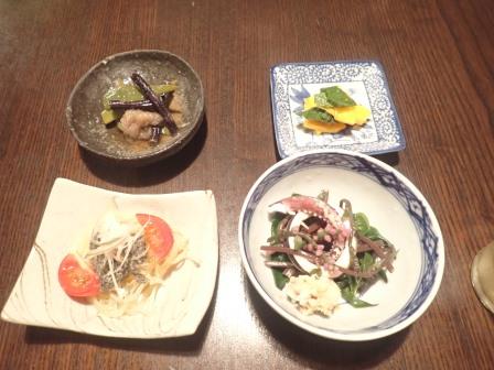 夕食　明野町　ホタル食堂　前菜１