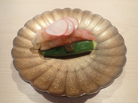 昼食　北杜市大泉町　晴（はる)　甘海老とオクラ