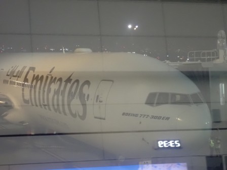 搭乗予定のエミレーツ航空の羽田ドバイ便