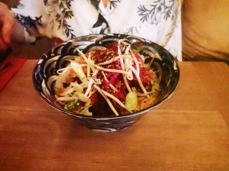 19:23　上さんの頼んだ牛肉そぼろが入った中華の混ぜそば